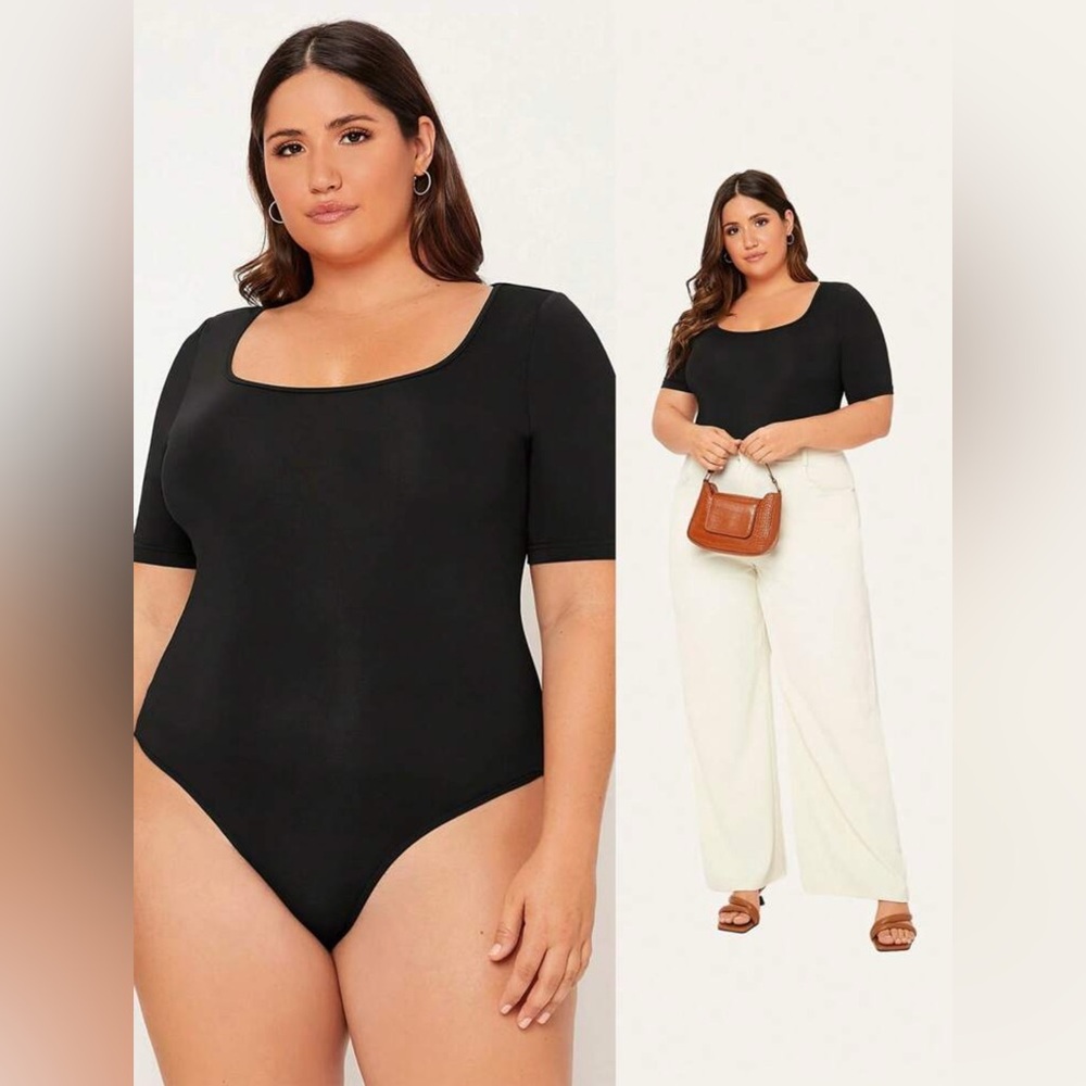 Black Fitted Bodysuit with Short Sleeves || Size 2XL (16) - Picture 12 of 13